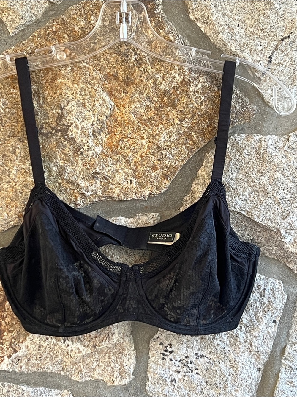 La Perla Black Lace Underwire Bra with Sheer Panels